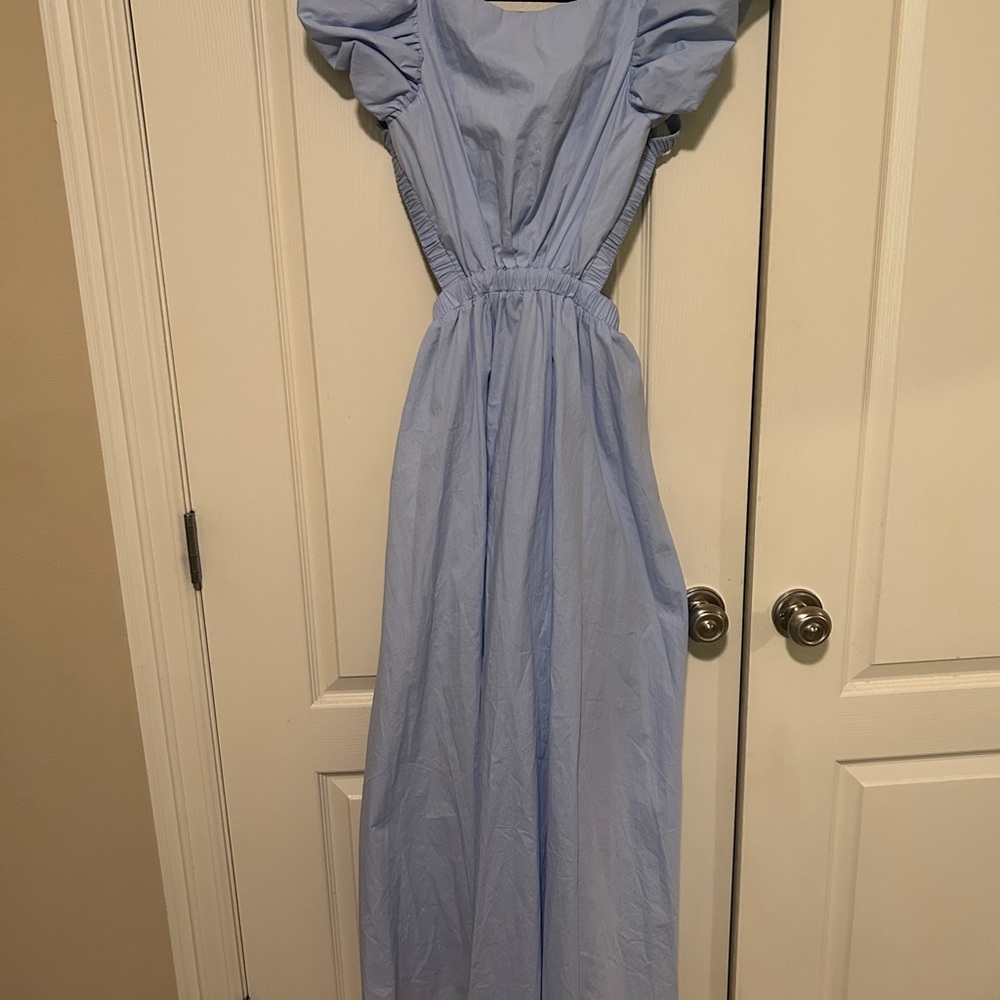 Krush Blue and Purple Puff Sleeve Maxi Sundress